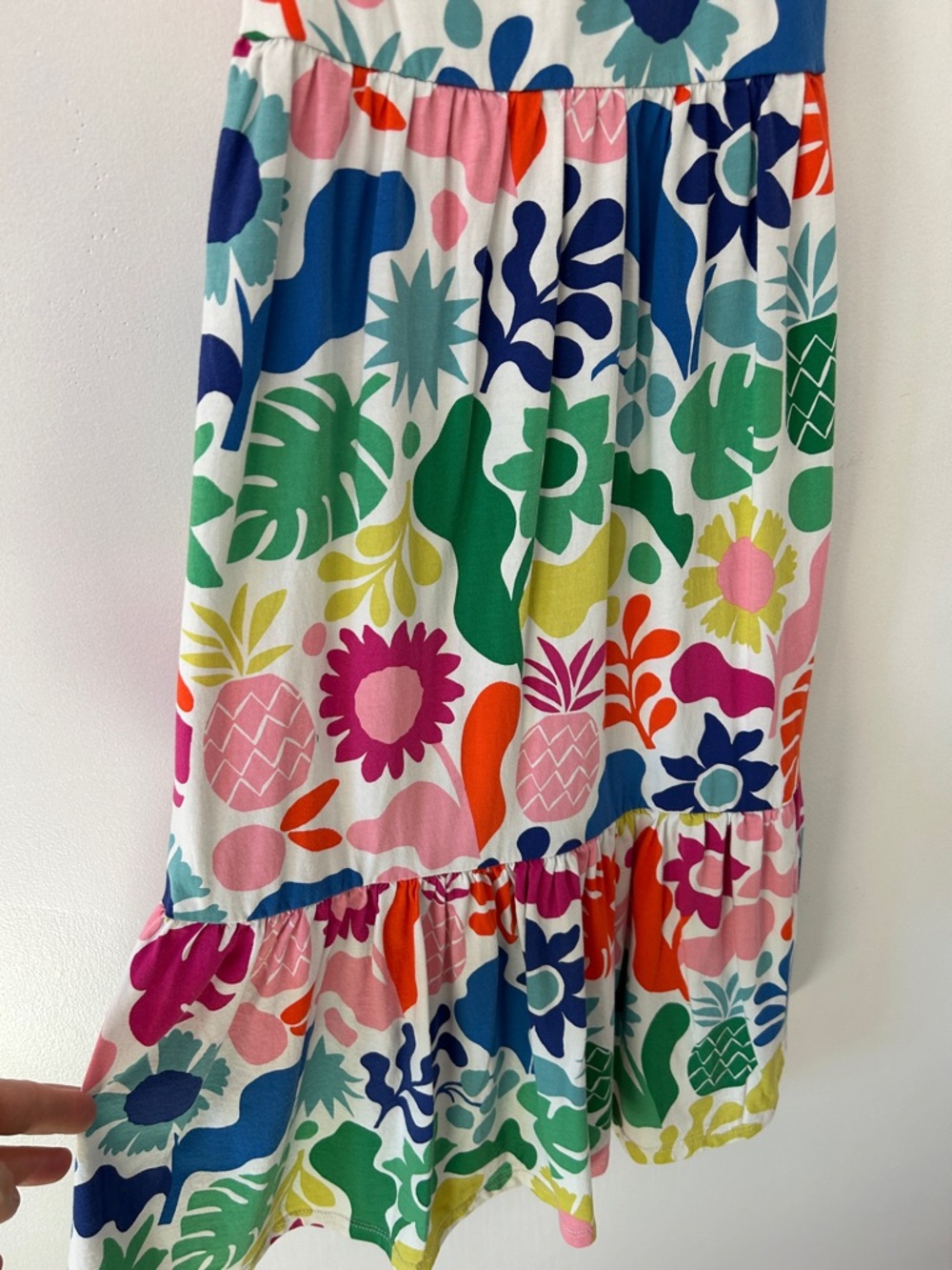Mini Boden Dress Kids 8/9 Tropical Floral Summer Tiered Vibrant Crossback Beach - Picture 3 of 14